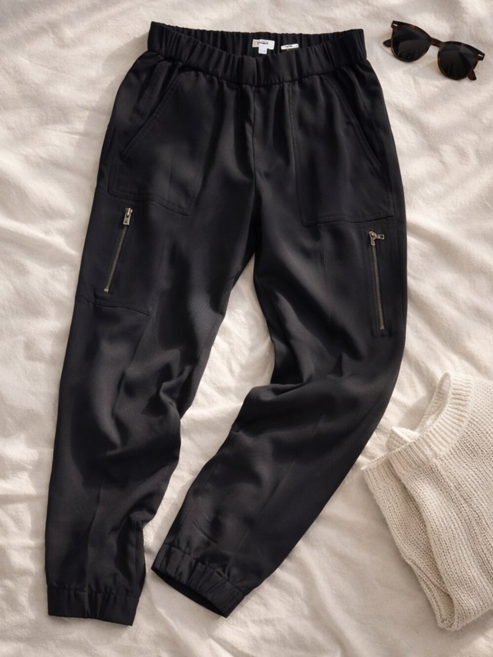 Vince Black Minimal Trousers Elastic Waist Slim Clean Women's Size 2